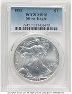 1999 Silver Eagle Blue Gradient PCGS MS70