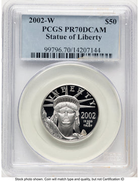 2002-W Proof Platinum Eagle 1/2 oz Blue Label PCGS PR70
