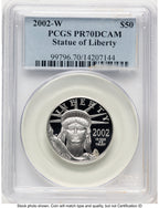 2002-W Proof Platinum Eagle 1/2 oz Blue Label PCGS PR70