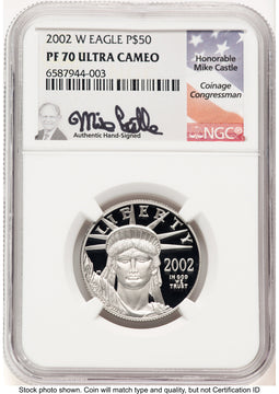 2002-W Proof Platinum Eagle 1/2 oz Mike Castle NGC PF70