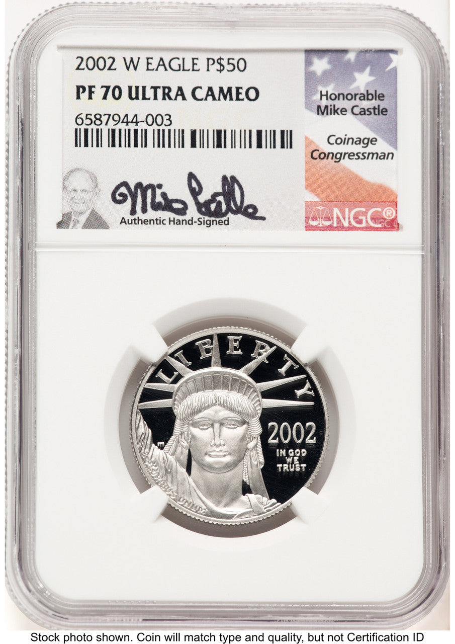 2002-W Proof Platinum Eagle 1/2 oz Mike Castle NGC PF70