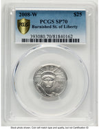 2008-W Burnished Platinum Eagle 1/4 oz Blue Gradient PCGS MS70