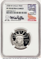 2008-W Proof Platinum Eagle 1/2 oz Mike Castle NGC PF70