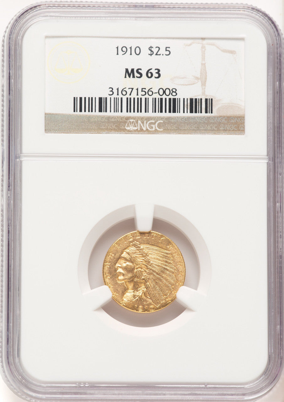 1910 $2.50 Indian Quarter Eagle NGC MS63 (780477002)