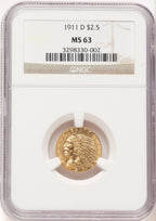 1911-D $2.50 Indian Quarter Eagle NGC MS63 (780482026)