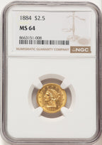 1884 $2.50 Liberty Quarter Eagle NGC MS64