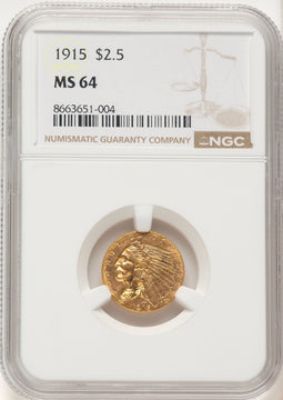 1915 $2.50 Indian Quarter Eagle NGC MS64 (780482031)