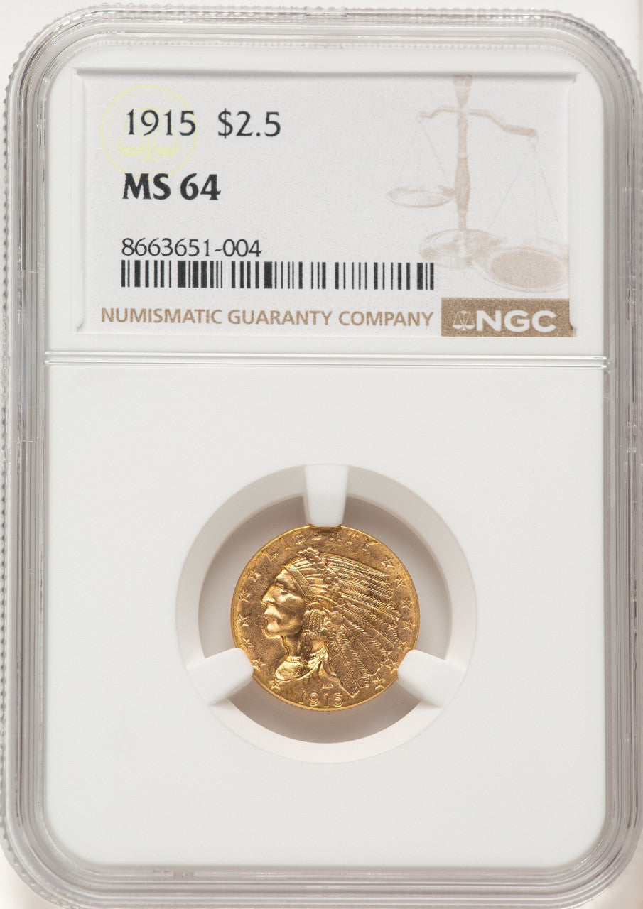 1915 $2.50 Indian Quarter Eagle NGC MS64 (780482031)