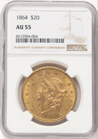 1864 $20 Liberty Double Eagle NGC AU55
