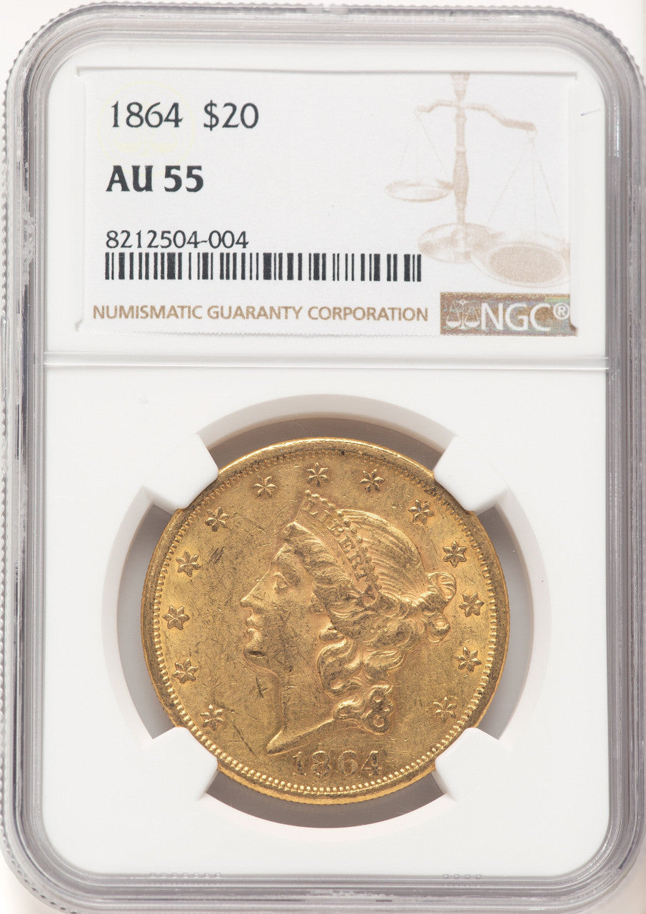 1864 $20 Liberty Double Eagle NGC AU55