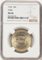 1936 50C York Commemorative Silver NGC MS68 (780492009)