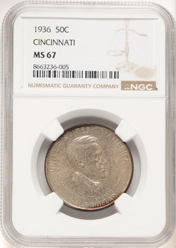 1936 50C Cincinnati Commemorative Silver NGC MS67 (780492010)
