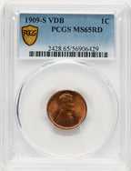 1909-S 1C VDB RD Lincoln Cent PCGS MS65 (780514001)