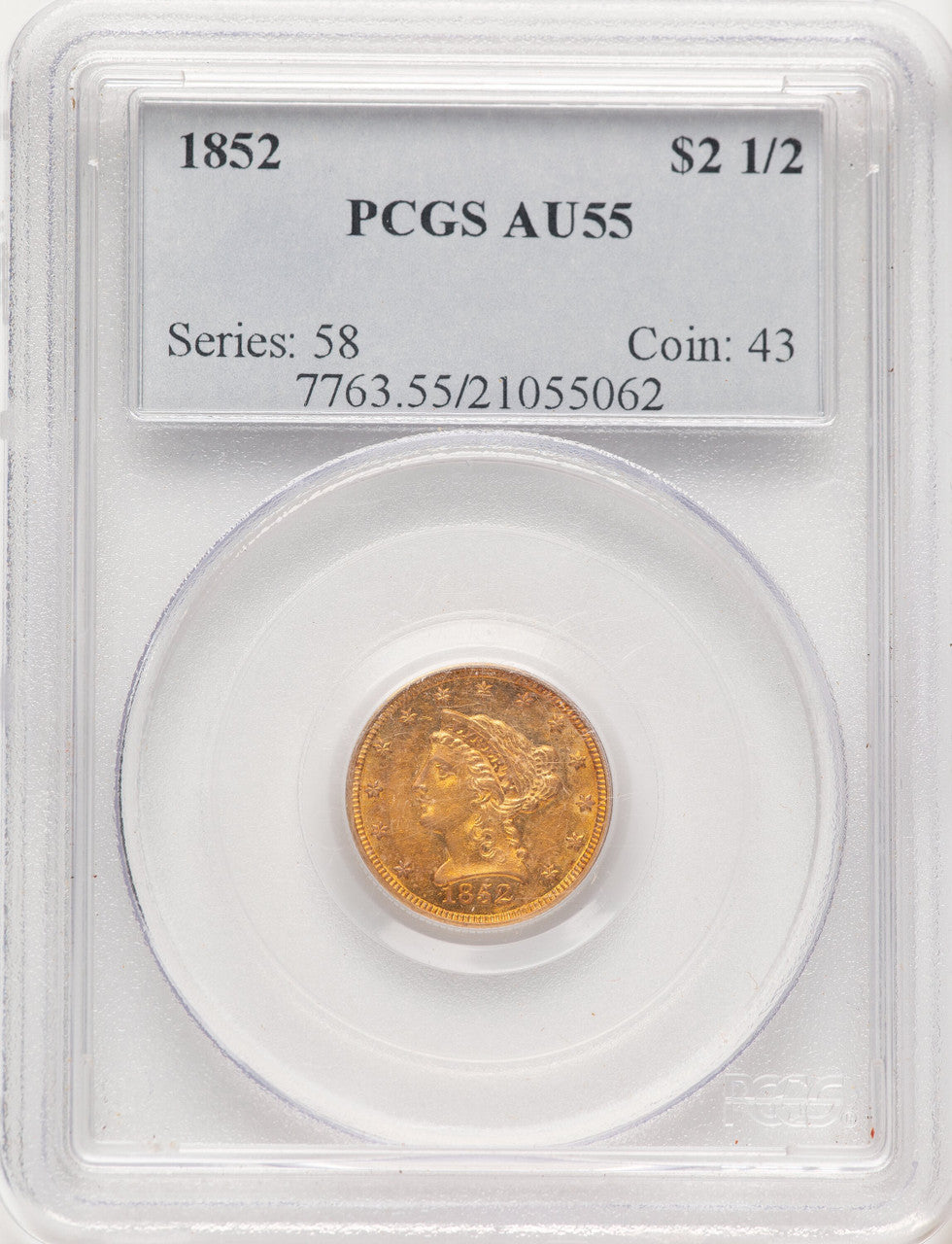 1852 $2.50 Liberty Quarter Eagle PCGS AU55 (780514007)