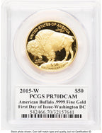 2015-W Proof Gold Buffalo 1 oz FDI Washington PCGS PR70 Ed Moy
