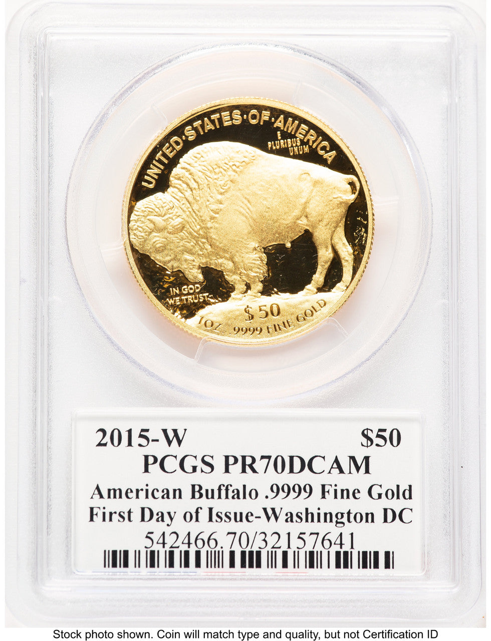 2015-W Proof Gold Buffalo 1 oz FDI Washington PCGS PR70 Ed Moy
