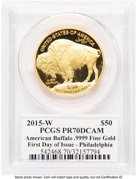 2015-W Proof Gold Buffalo 1 oz FDI Philadelphia PCGS PR70 Ed Moy