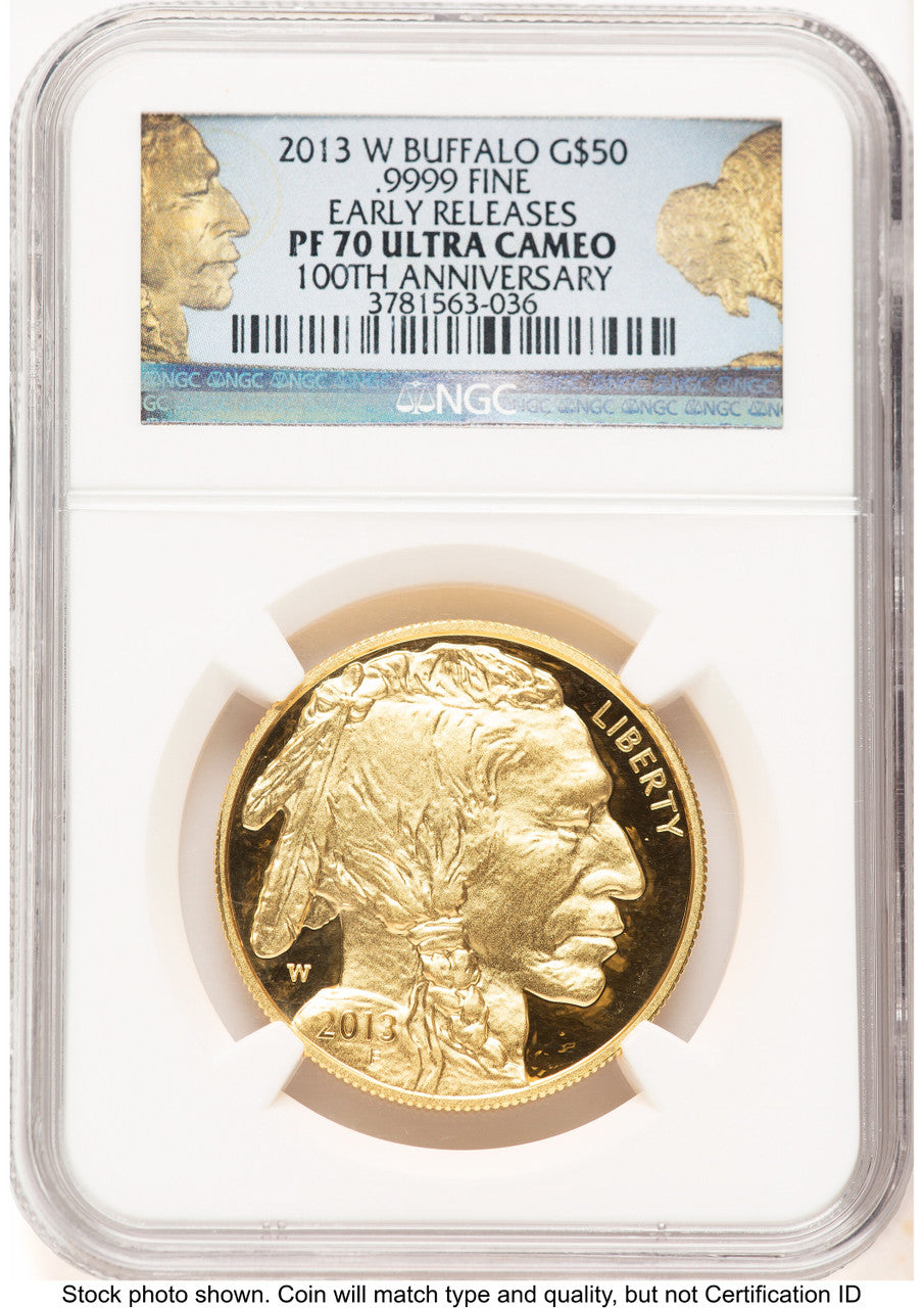 2013-W Proof Gold Buffalo 1 oz ER 100th Anniversary NGC PF70