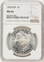 1878 8TF Morgan Dollar NGC MS66 (780529004)