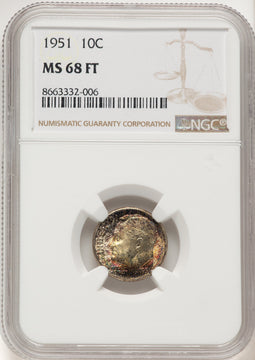1951 10C FB Roosevelt Dime NGC MS68 (780530005)