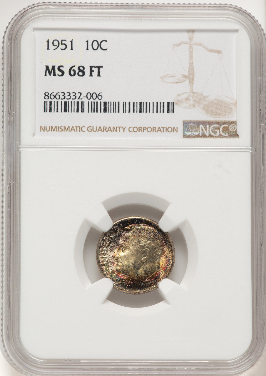 1951 10C FB Roosevelt Dime NGC MS68 (780530005)