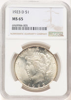 1923-D Peace Dollar NGC MS65 (780540006)