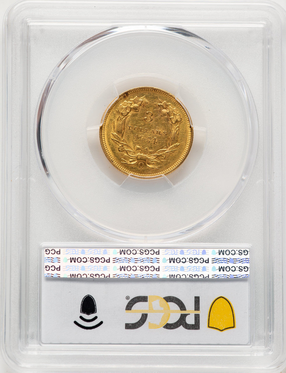 1854-O $3 CAC Three Dollar Gold Pieces PCGS AU58