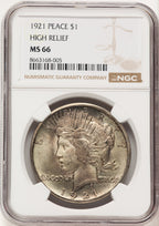 1921 Peace Dollar NGC MS66 (780571003)