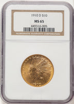 1910-D $10 Indian Eagle NGC MS65