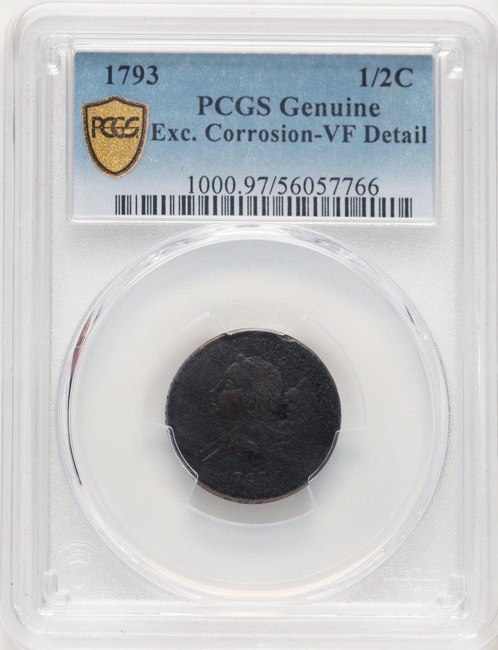 1793 1/2 C BN Genuine Half Cent Genuine PCGS VF20