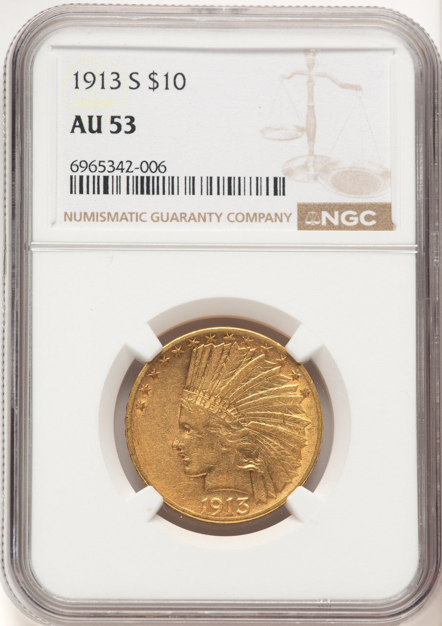 1913-S $10 Indian Eagle NGC AU53 (780578050)