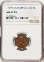 1955 1C Doubled Die Obverse FS-101 BN Lincoln Cent NGC MS63 (780578072)