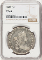1802 Narrow Date Early Dollar NGC XF45