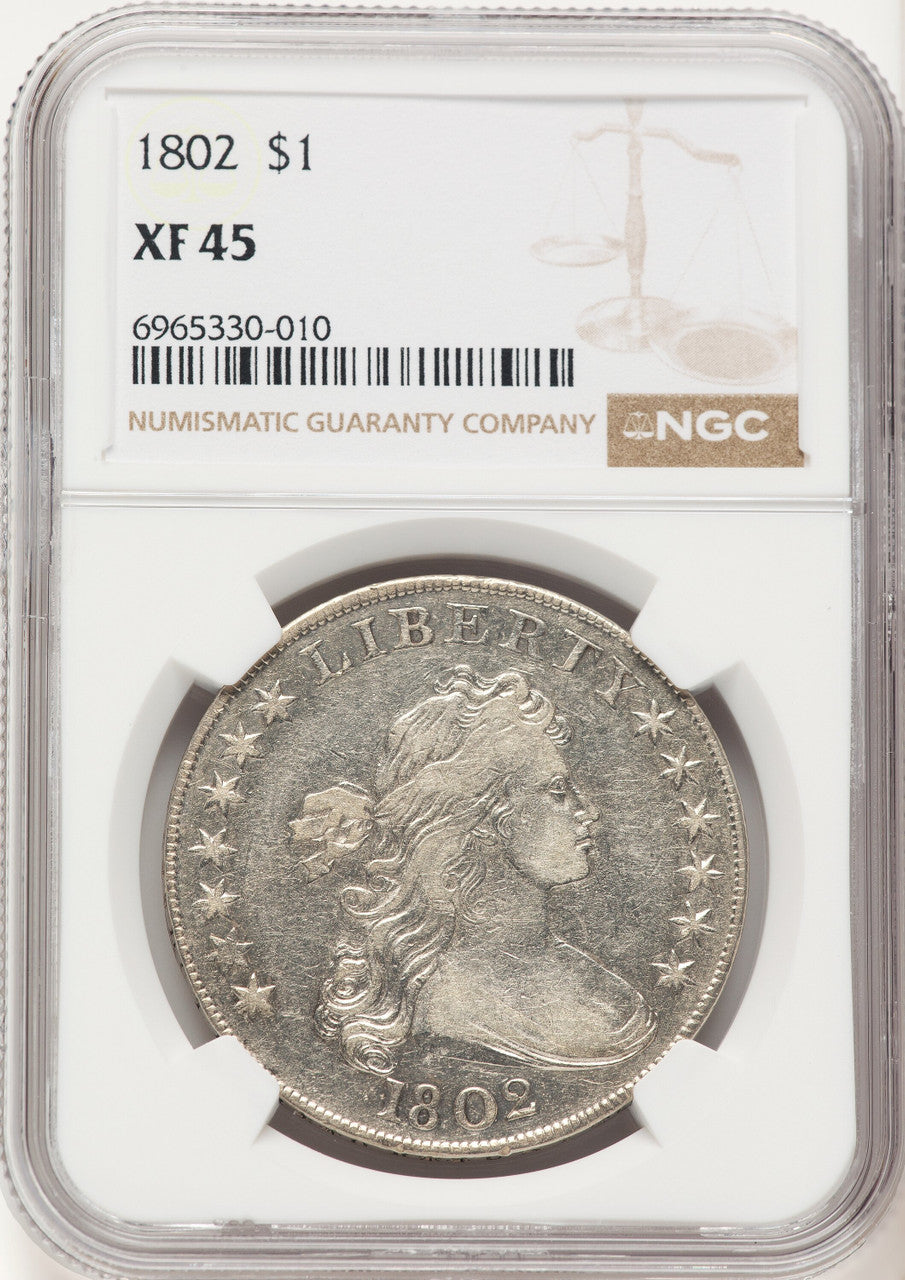 1802 Narrow Date Early Dollar NGC XF45
