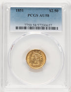1851 $2.50 Liberty Quarter Eagle PCGS AU58 (780578137)