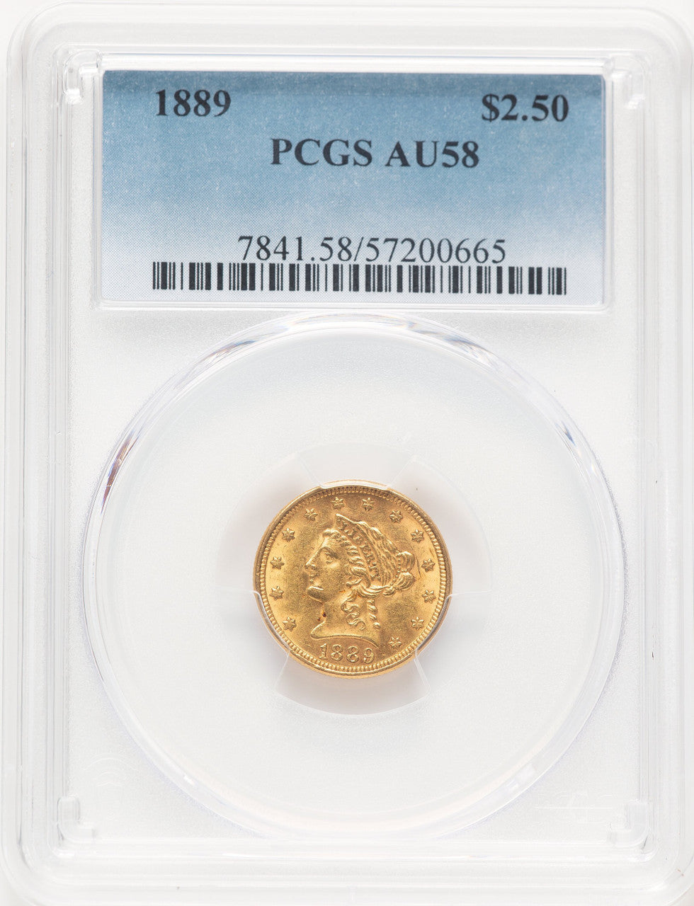 1889 $2.50 Liberty Quarter Eagle PCGS AU58