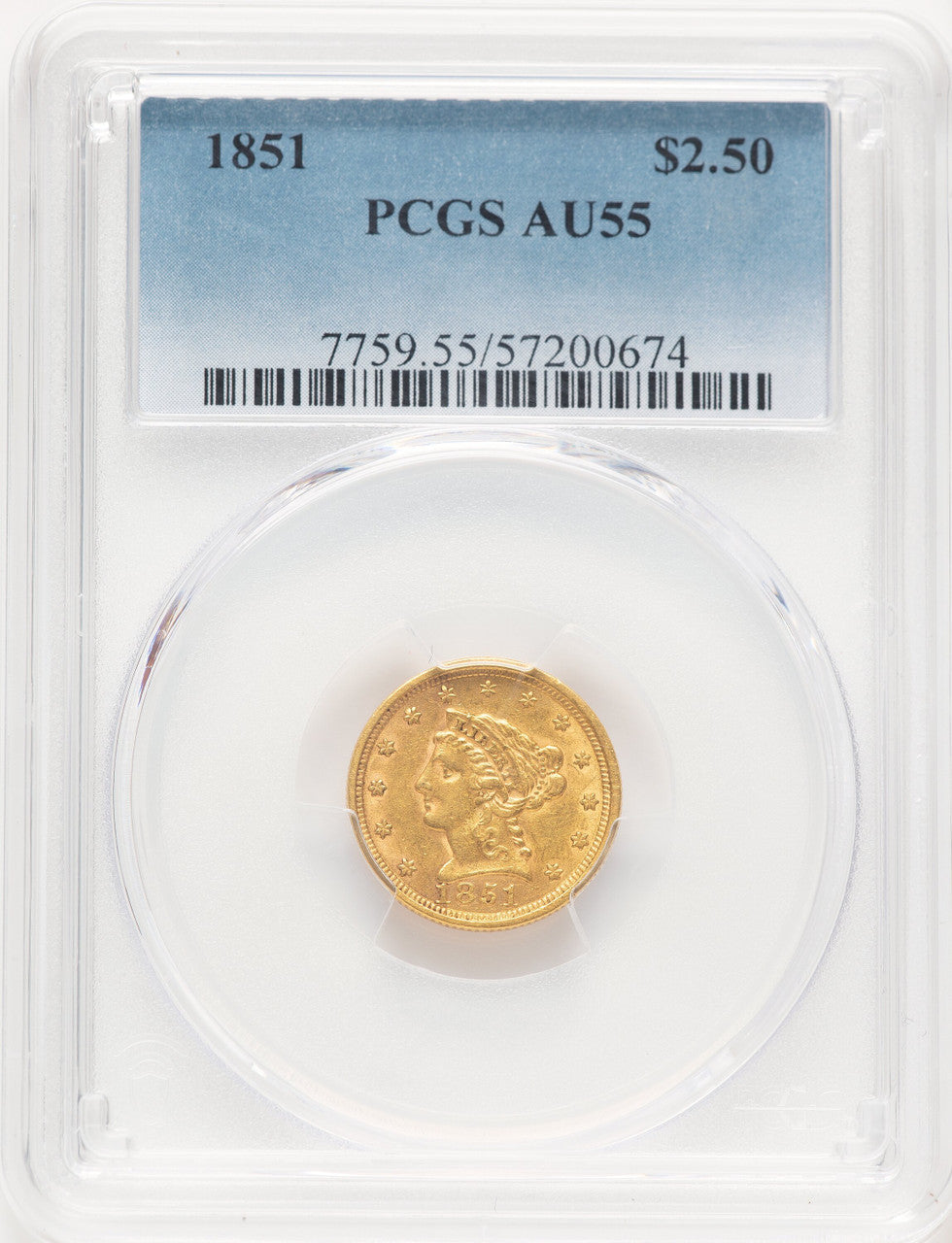 1851 $2.50 Liberty Quarter Eagle PCGS AU55 (780578151)
