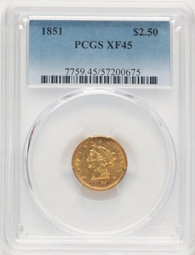 1851 $2.50 Liberty Quarter Eagle PCGS XF45