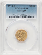 1911-D $2.50 Indian Quarter Eagle PCGS AU55 (780578155)