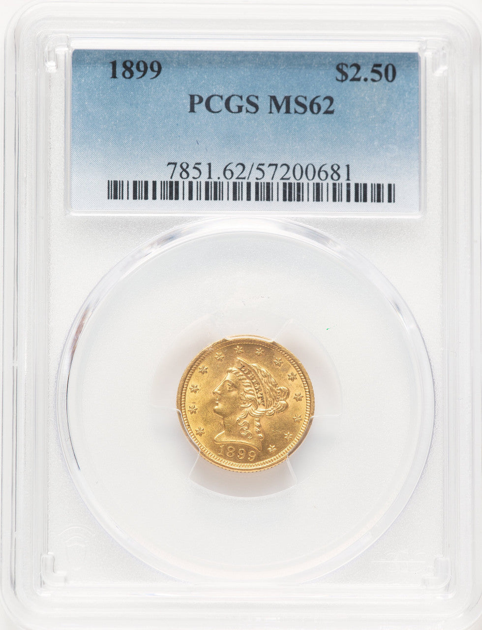 1899 $2.50 Liberty Quarter Eagle PCGS MS62