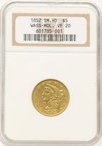 1852 Wass Molitor Small Head Territorial Gold NGC VF20