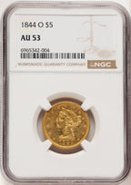 1844-O $5 Liberty Half Eagle NGC AU53 (780578175)