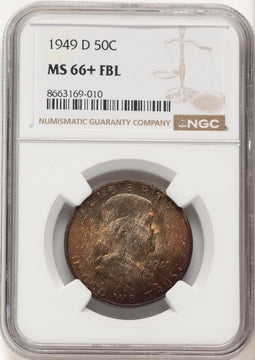 1949-D 50C FL Franklin Half Dollar NGC MS66+