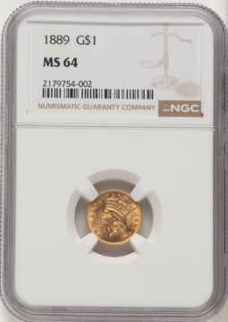 1889 G$1 Gold Dollar NGC MS64