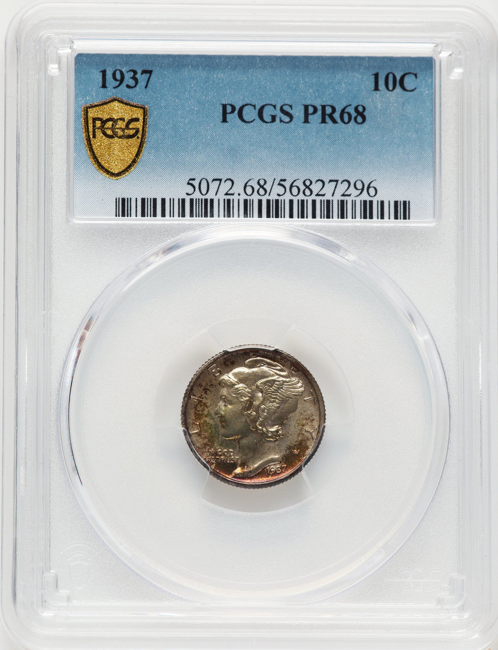 1937 10C Proof Mercury Dime PCGS PR68