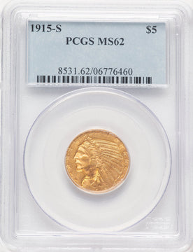 1915-S $5 Indian Half Eagle PCGS MS62 (780623009)