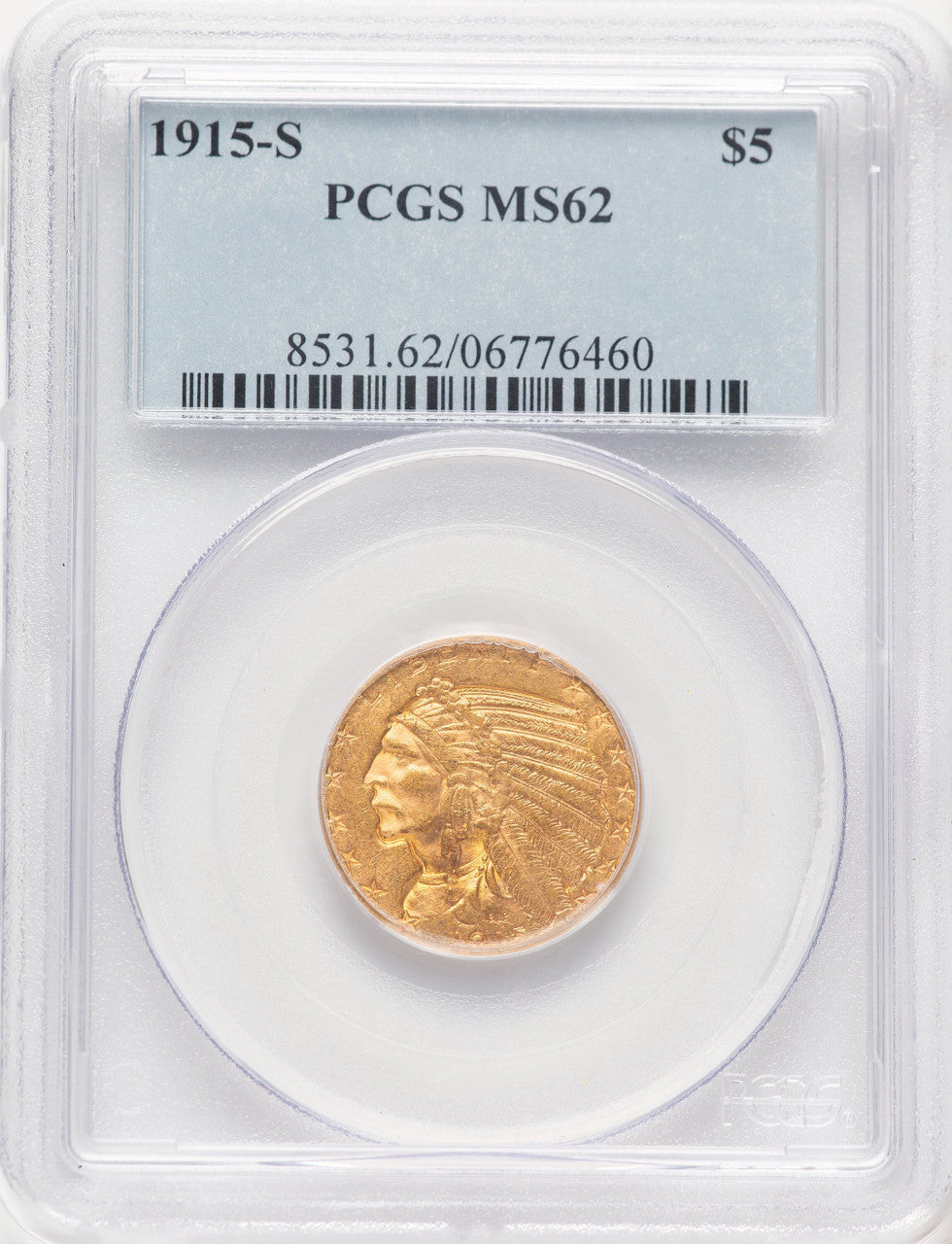 1915-S $5 Indian Half Eagle PCGS MS62 (780623009)