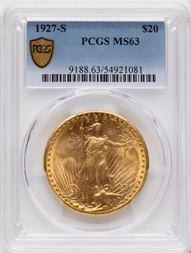 1927-S $20 Saint-Gaudens Double Eagle PCGS MS63
