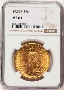 1924-S $20 Saint-Gaudens Double Eagle NGC MS63