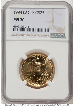 1994 Gold Eagle 1/2 oz Brown Label NGC MS70